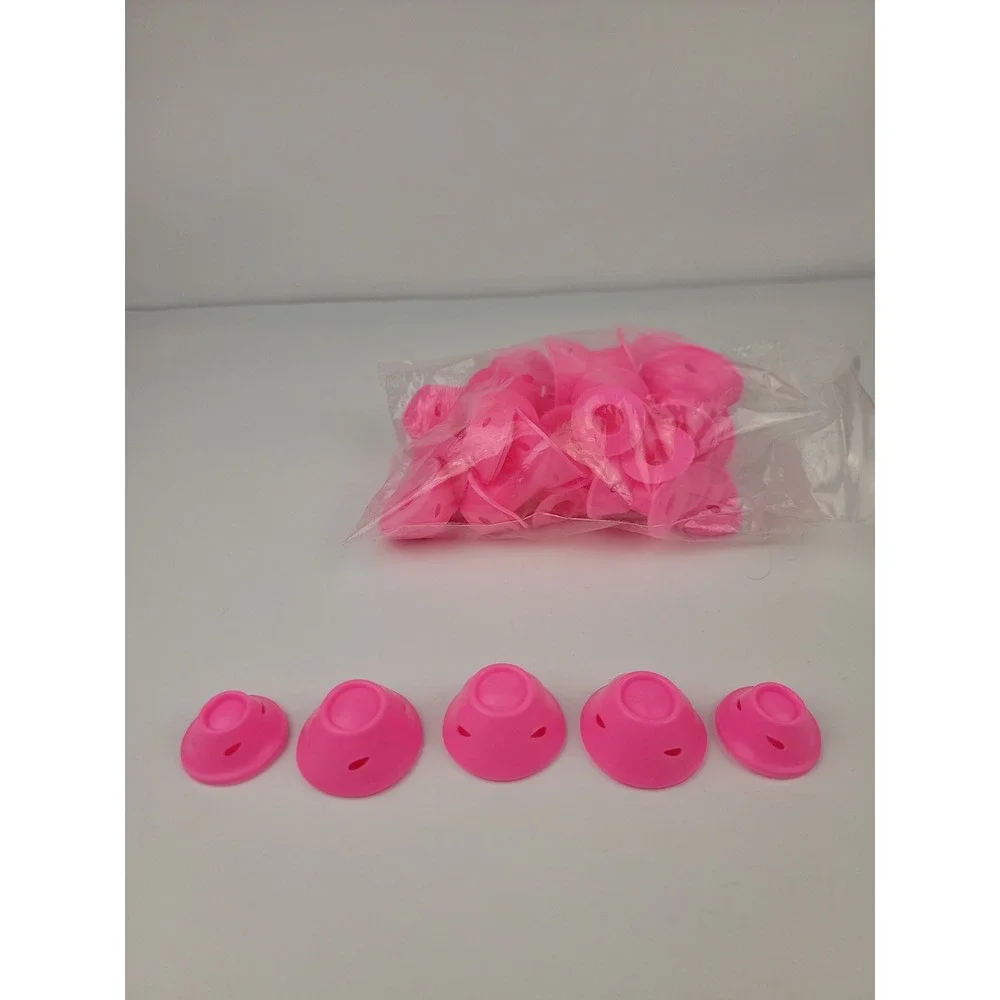 Pink Silicone Heatless Hair Curlers Mushroom Soft Rollers Bulk Set DIY Styling